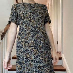 Vintage 1960s silk chiffon shift dress fall floral print